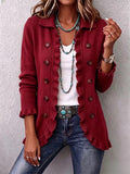Rosalía | Veste en Maille Rouge Rubis à Volants