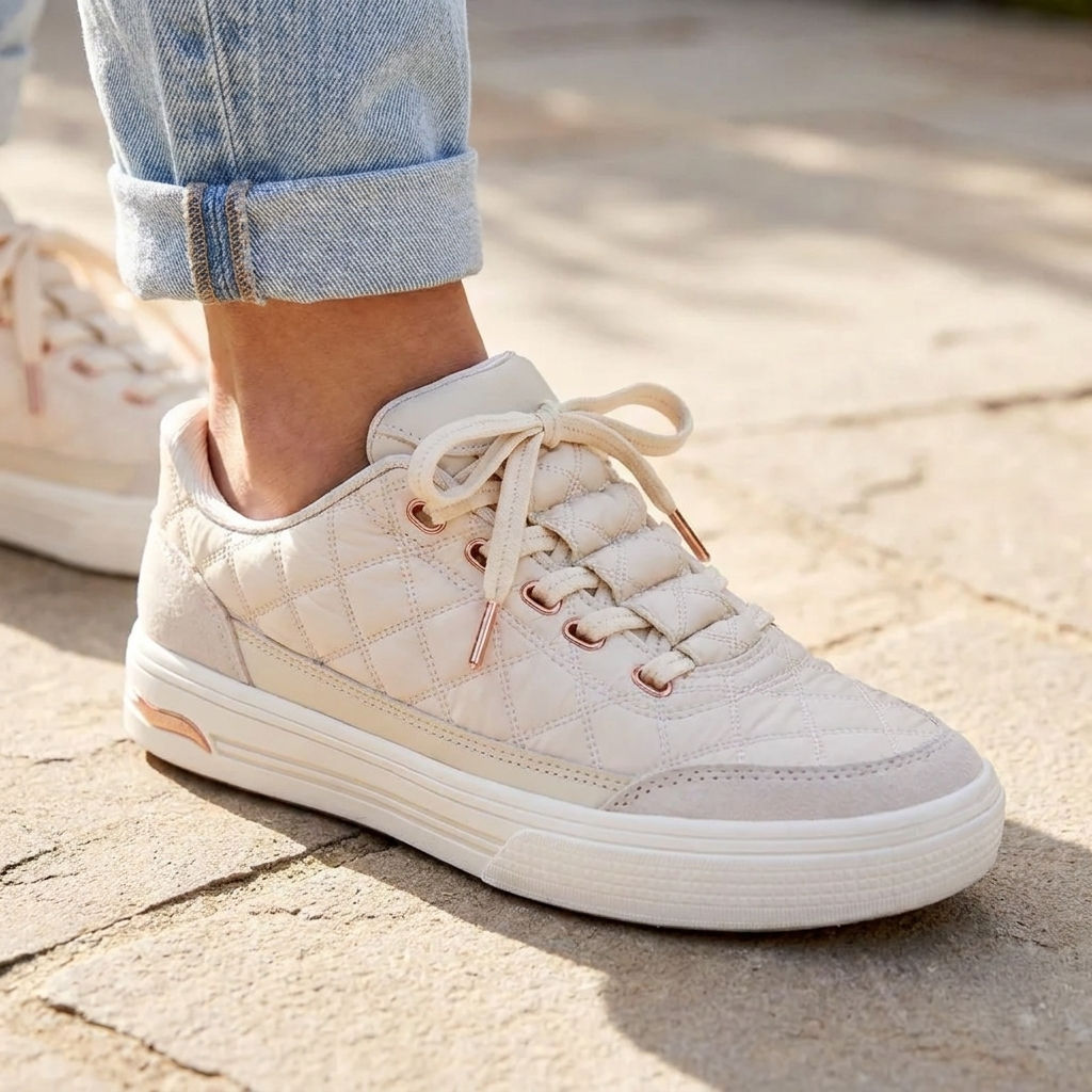PERLYSSE™ | Baskets montantes matelassées avec semelle plateforme et finition en cuir