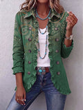 Jacinta | Veste Cachemire Vert à Volants
