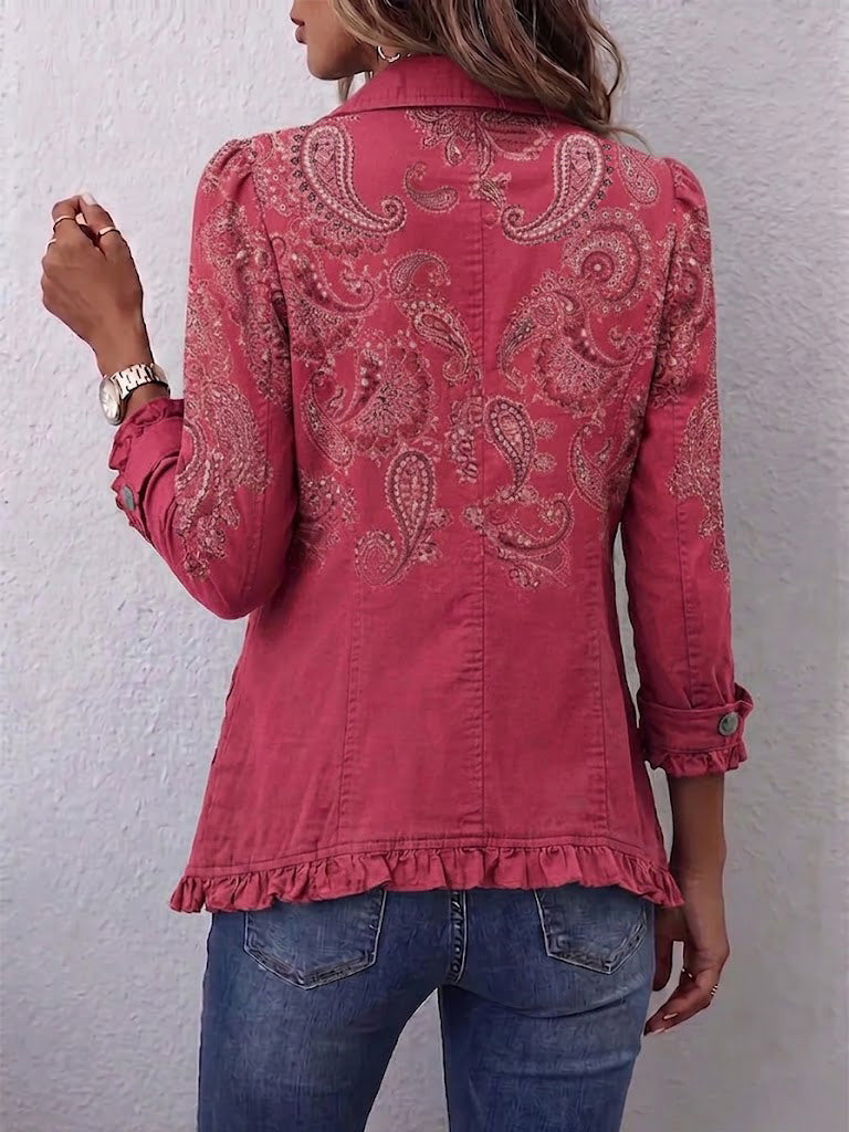 Adoración | Veste Cachemire Rose à Volants
