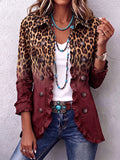 Tomasa | Veste Blazer Léopard Bordeaux à Volants
